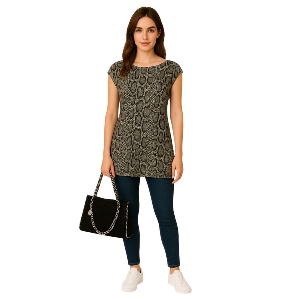 Stella McCartney Printed Snakeskin Cotton Top Black Gray Size. L | US10, IT 46 - Picture 3 of 7